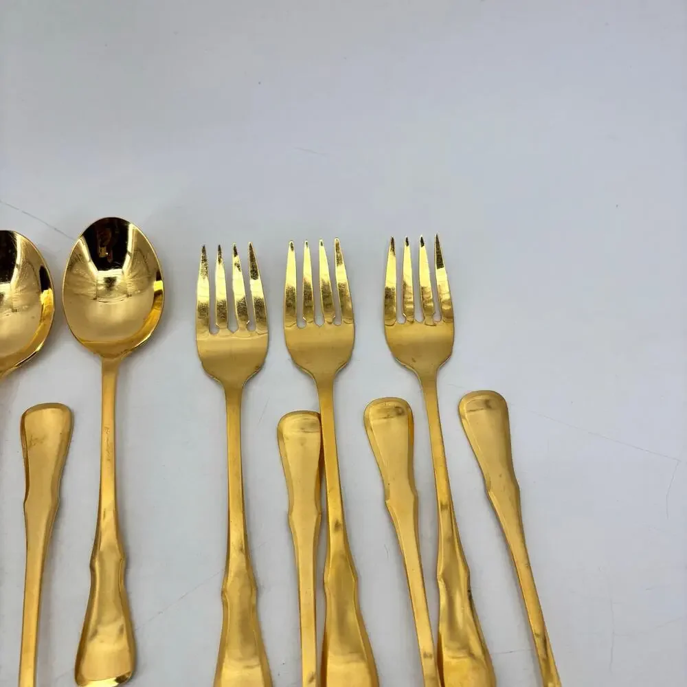 Northland Stainless Gold Spoons Forks Japan 18 Pcs Cottagecore